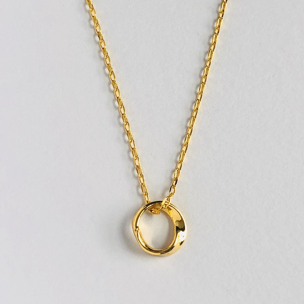 18K Gold Plated Small Circle Twist Minimalist Layering Necklace